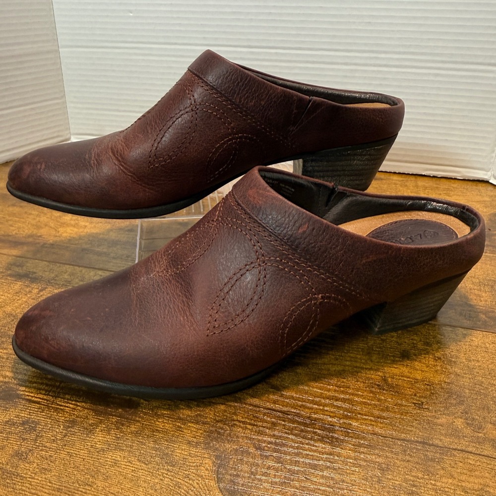 Ariat Brown Leather‎ Mules Slip On Shoes Women 8.5 Western Country Festival Boho